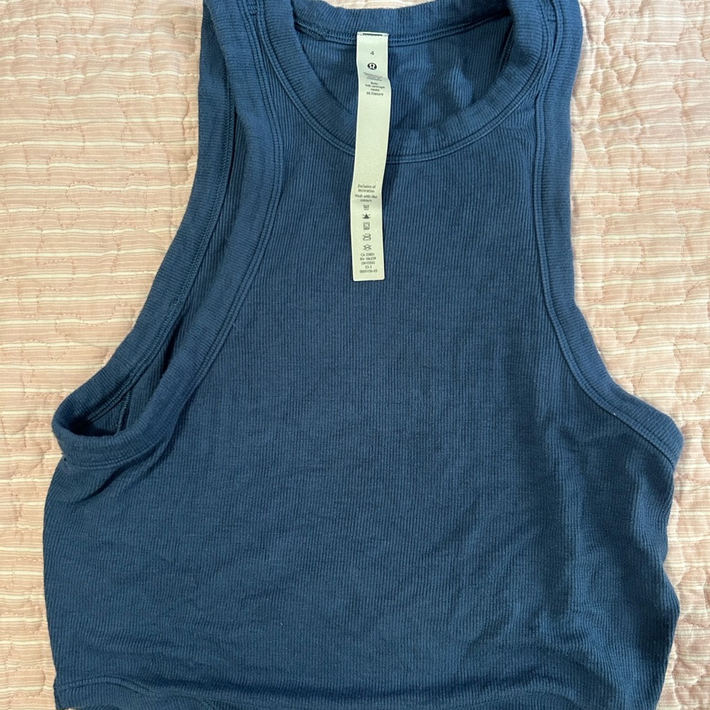 Lululemon Athletica Blue Ribbed Crop Tank Top